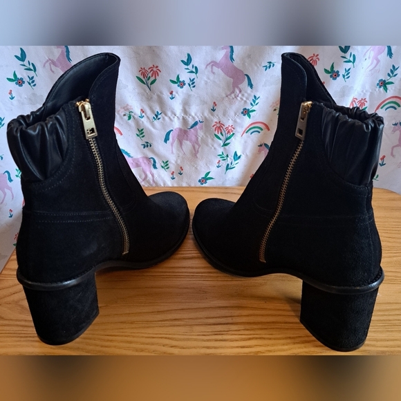 NWOT Zadig & Voltaire Black Suede Chunky Goth Moto Bootie Boot Heel Shoe SZ 7.5 - Picture 4 of 10